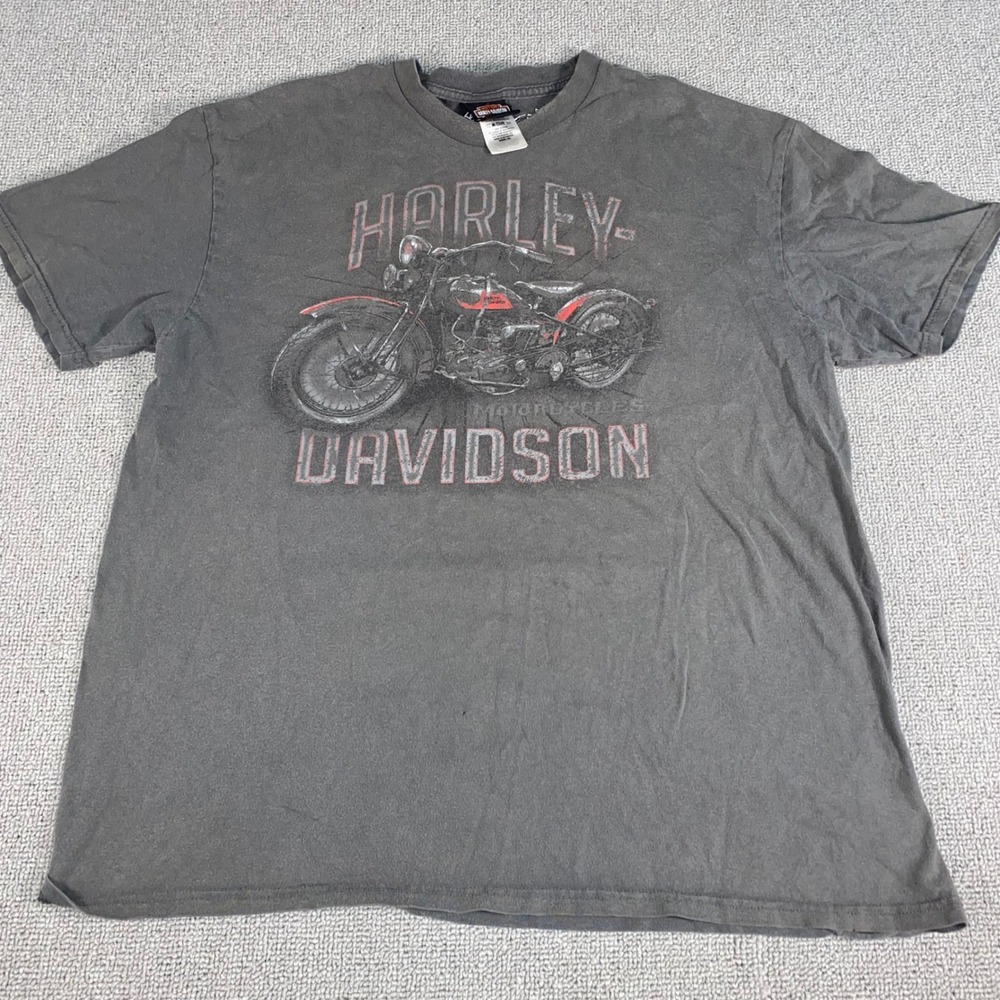 Harley Davidson Graphic T Shirt Mens XL Gray Short Sleeve Biker Built Motor Logo
